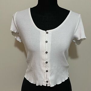White button crop top